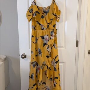 Floral Yellow Off-Shoulder Dress